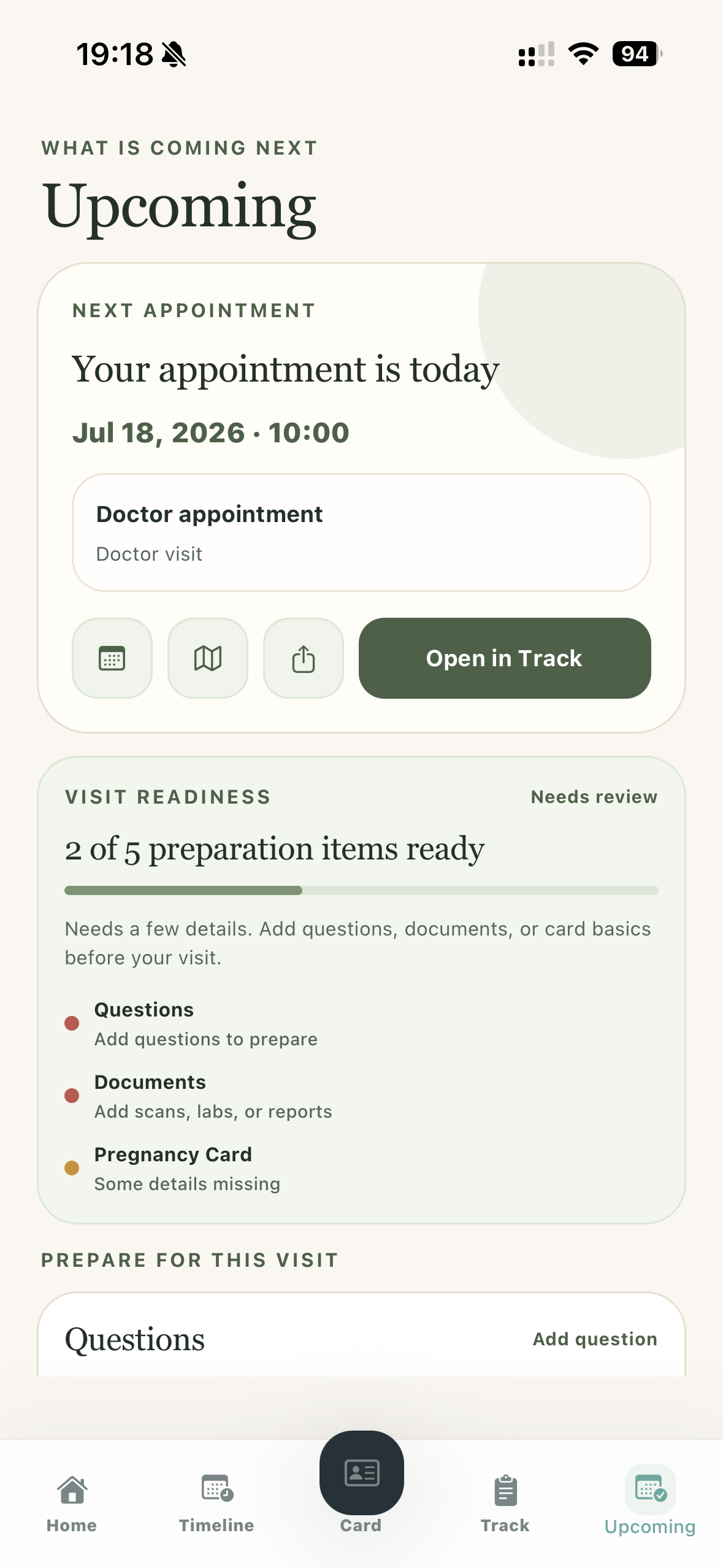 Upcoming appointments and preparation